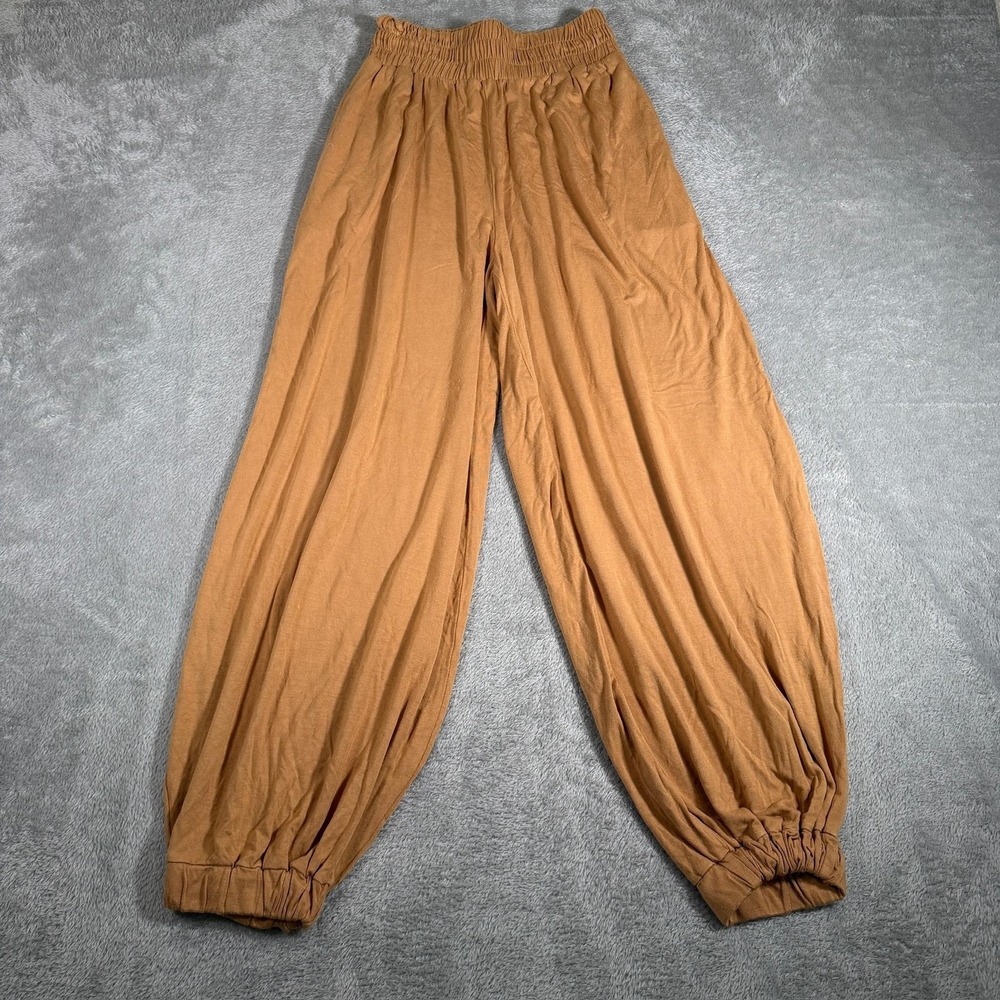 Free People FP Beach Pants Womens XS Brown Harem Relaxed Elastic Waist Lounge